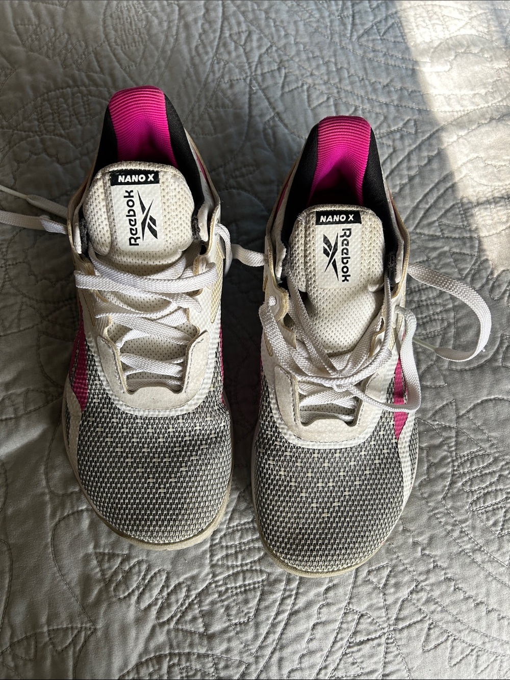 Reebok Women's White, Gray & Pink Nano X Training Sneakers